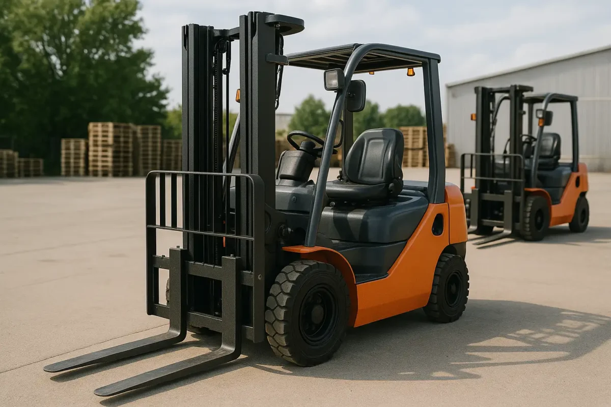 wózek widłowy przed halą