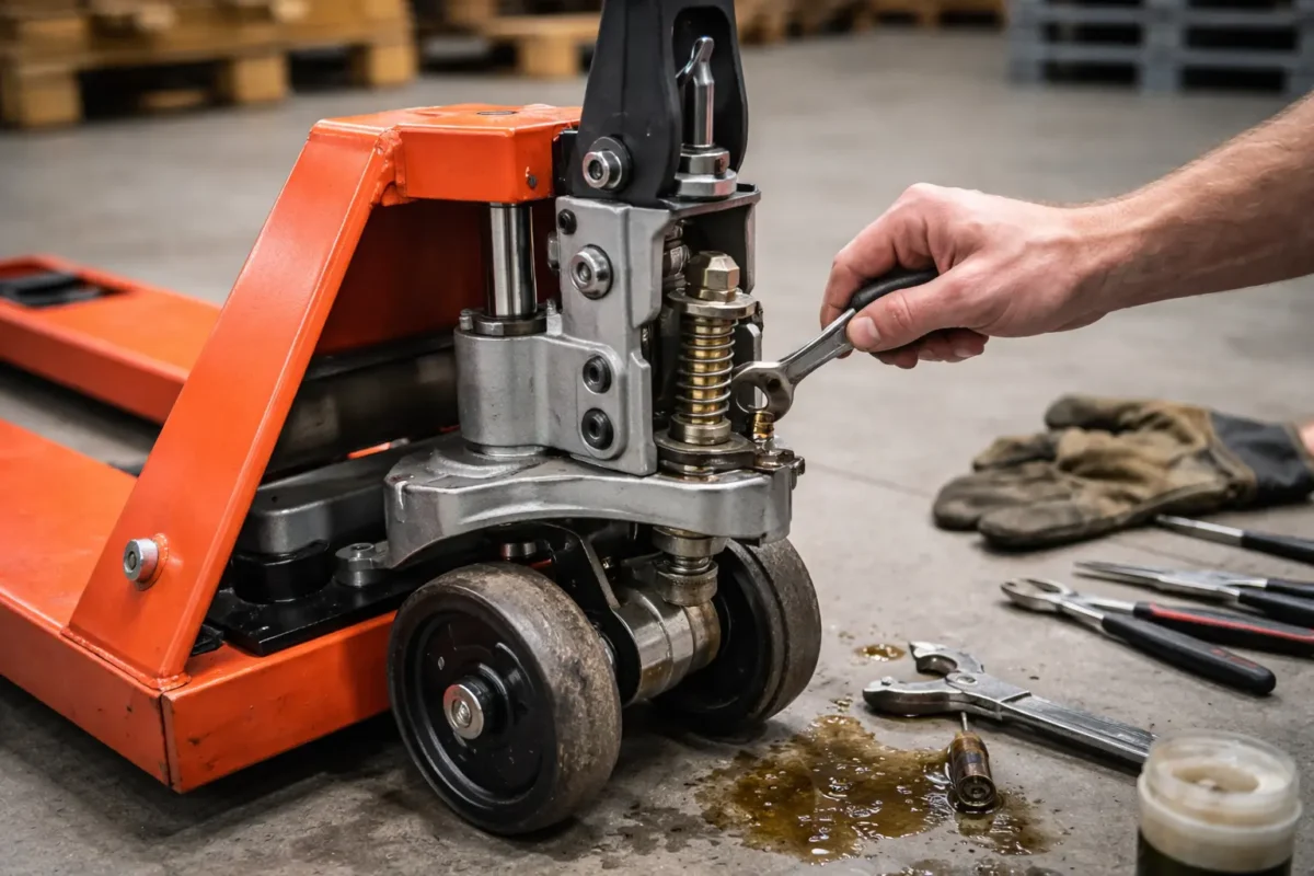 Wózek paletowy – „martwa” dźwignia (5 usterek) 1 Wózek paletowy – „martwa” dźwignia (5 usterek)